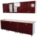 Bucatarie Zebra 260 cm din MDF Rosu Simplu cu blat termoizolant crem